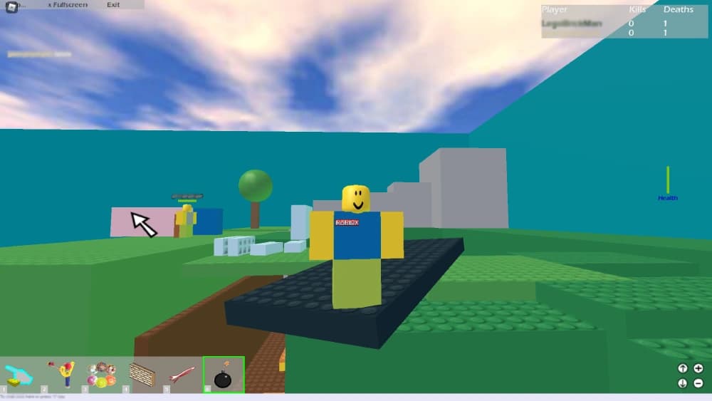Игровая сцена Roblox с персонажем на карте